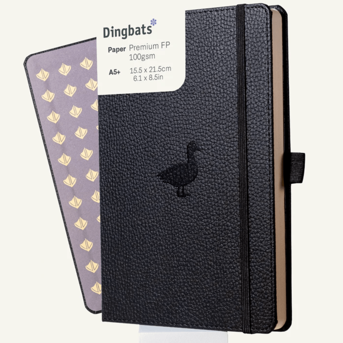 Dingbats Notebook - Blank Dingbats - Standard Notebook - 16x21.5cm - Black Duck - Plain Pages
