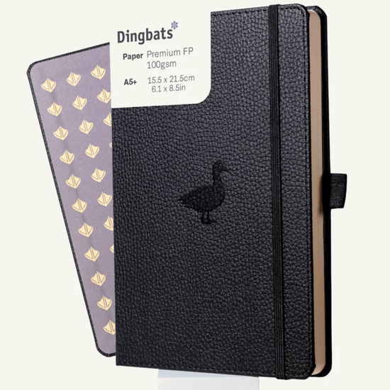 Dingbats Notebook - Blank Dingbats - Standard Notebook - 16x21.5cm - Black Duck - Plain Pages