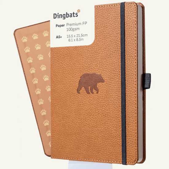 Dingbats Notebook - Blank Dingbats - Standard Notebook - 16x21.5cm - Brown Bear - Plain Pages