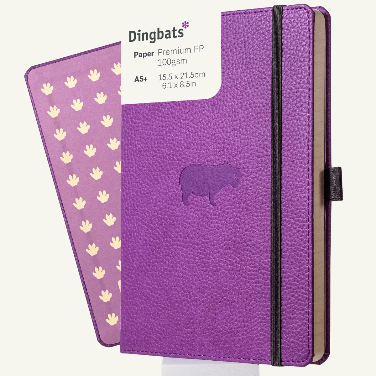 Dingbats Notebook - Blank Purple Hippo Dingbats - Wildlife Collection - Standard Notebooks - 16x21.5cm - Plain Pages