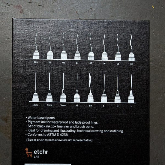 Etchr Permanent Marker Set Etchr - Black Graphic Pen Collection - Set of 16