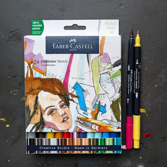Faber-Castell Brush Marker Set Faber-Castell - Goldfaber Sketch - Dual-Tip Markers - Set of 24