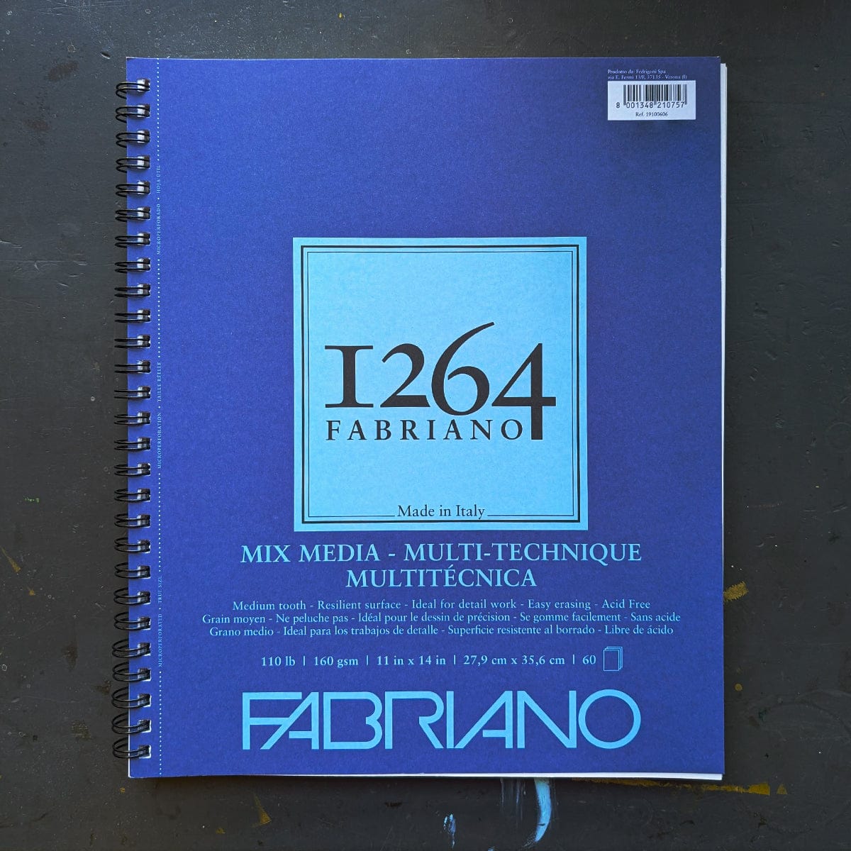 Fabriano Mixed Media Pad - Spiralbound Fabriano - 1264 - Mixed Media Coil Pad - 110lb - 11x14"
