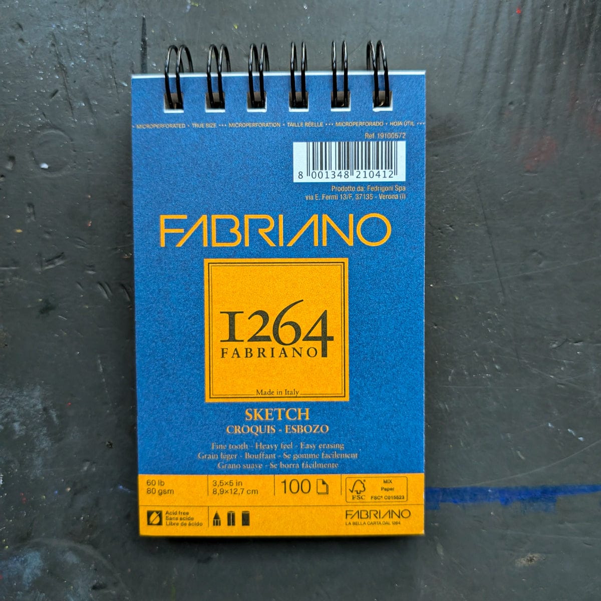 Fabriano Sketchbook - Spiralbound Fabriano - 1264 - Sketch Paper - 60lb - 3.5x5" Top Coil Pad