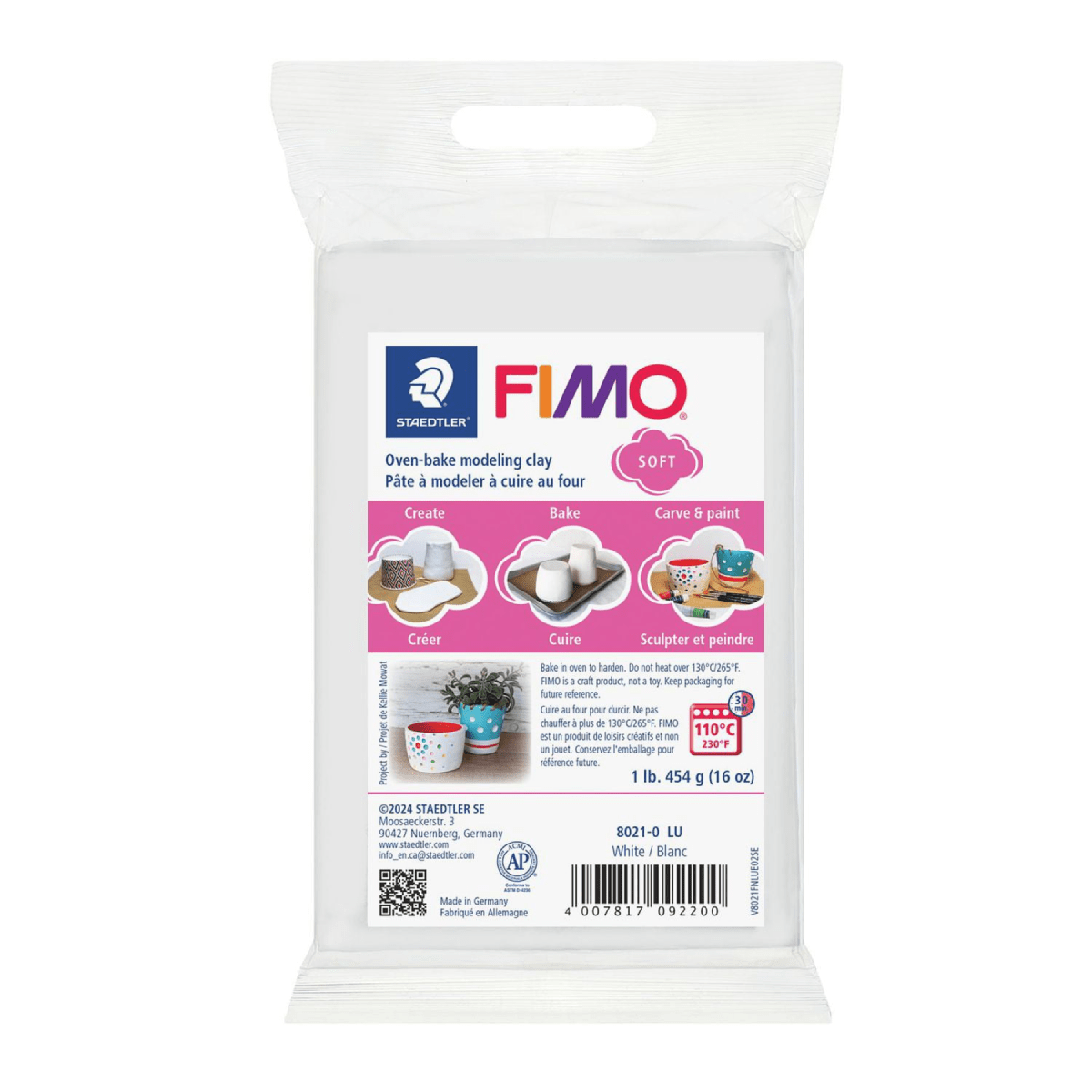 Fimo Soft Modeling Clay 454Grams White Gwartzman's