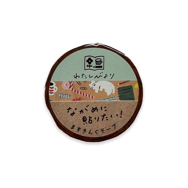 Furukawa Shiko Tape Roll Furukawa Shiko - Washi Tape - 15mm x 7m Roll - Messy Cat - Item #QMT61-320