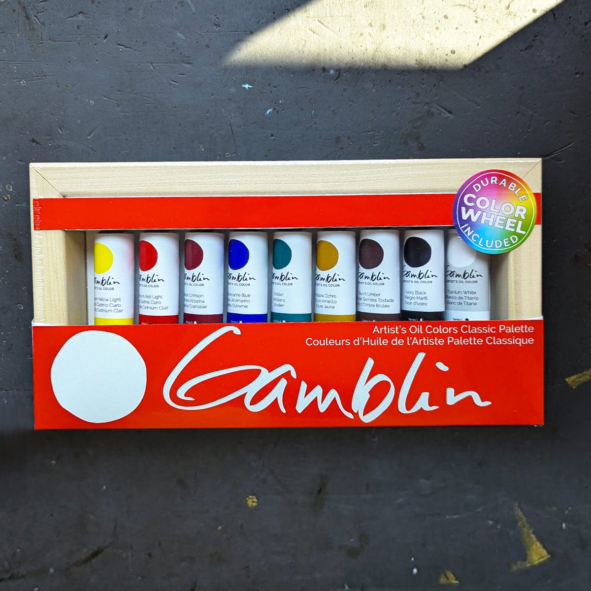 Gamblin Oil Colour Set Gamblin - Artist's Oil Colours - Classic Palette - 9 Colours - 37mL Tubes with Colour Wheel