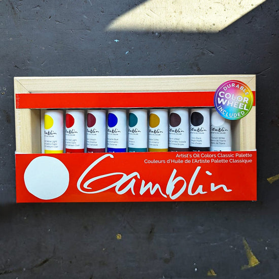 Gamblin Oil Colour Set Gamblin - Artist's Oil Colours - Classic Palette - 9 Colours - 37mL Tubes with Colour Wheel