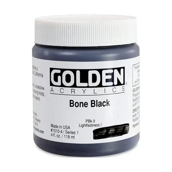 Golden Artist Colors Acrylic Paint Bone Black Golden - Heavy Body Acrylics - 118mL Jars - Series 1