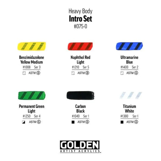 Golden Artist Colors Acrylic Paint Set Golden - Heavy Body Acrylics - Intro Set - 6 Colours