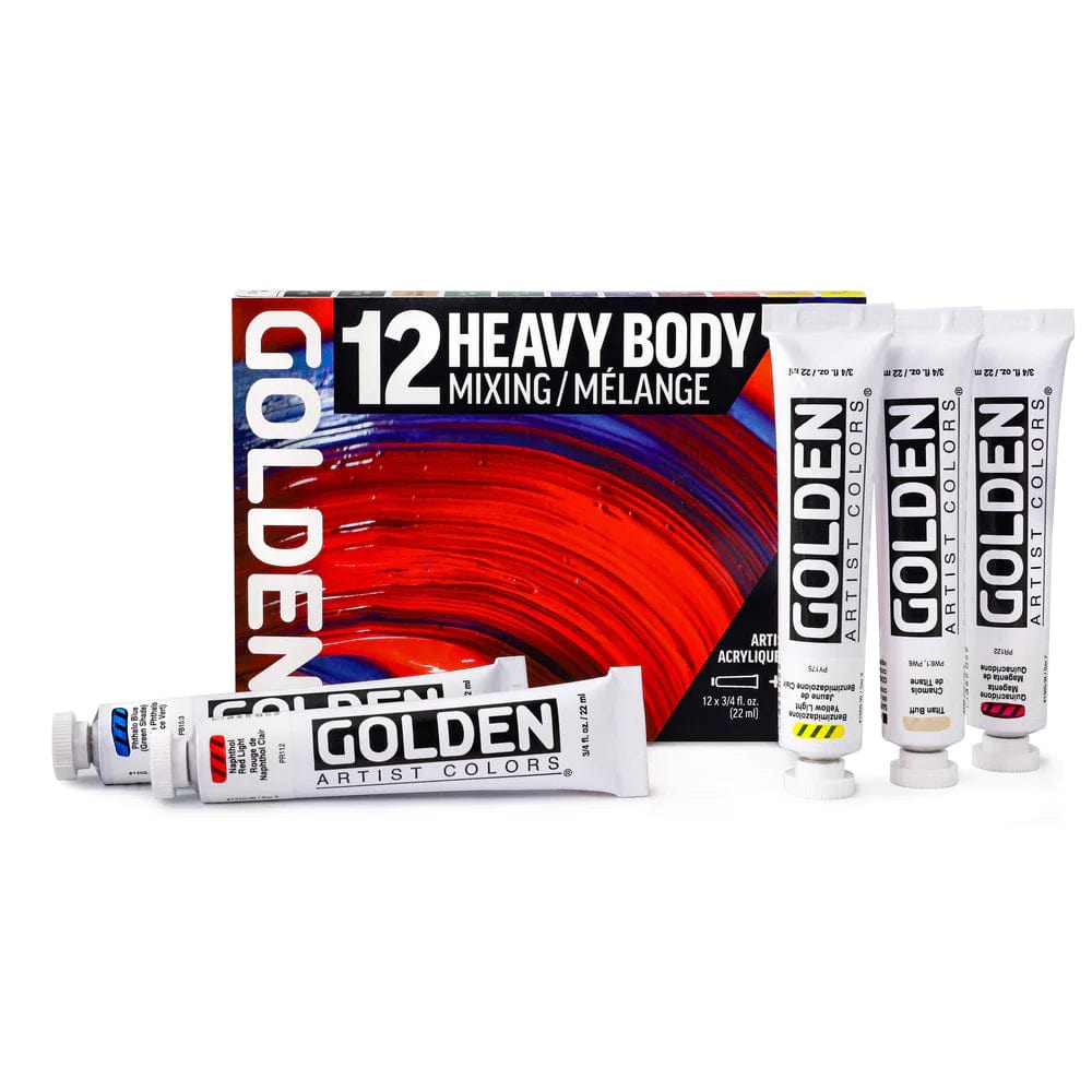 Golden Artist Colors Acrylic Paint Set Golden - Heavy Body Acrylics - Mixing Set - 12 Colours - Item #0000924-0