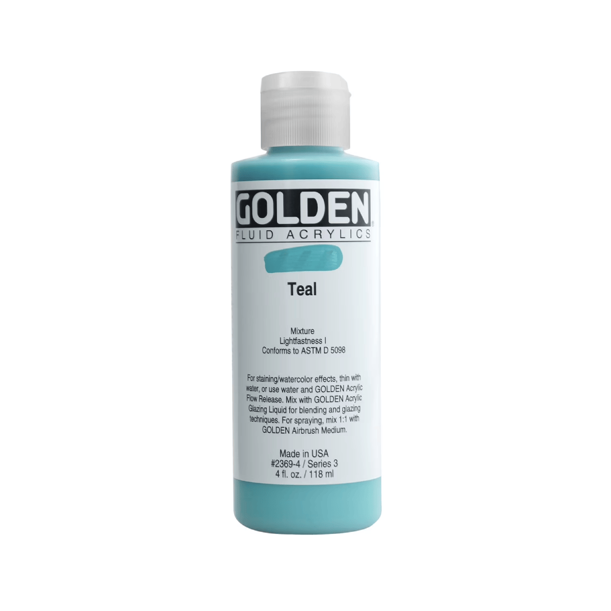Golden Artist Colors Fluid Acrylic Teal Golden - Fluid Acrylics - 118mL Bottles - Series 3