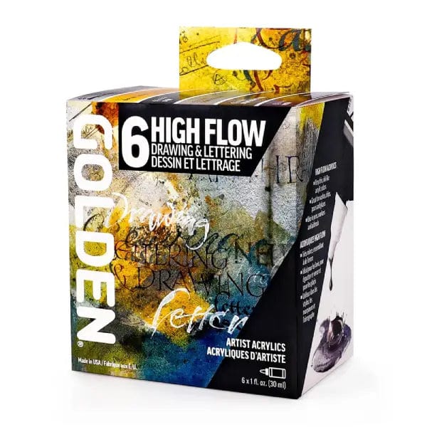 Golden Artist Colors High Flow Acrylic Set Golden - High Flow Acrylics - Drawing & Lettering Set - 6 Colours - Item #0000948-0