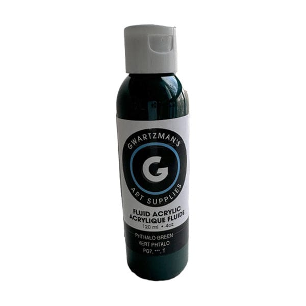 Load image into Gallery viewer, Gwartzman&amp;#39;s Art Supplies Fluid Acrylic PHTHALO GREEN Gwartzman&amp;#39;s Fluid Acrylics - 120mL Bottles
