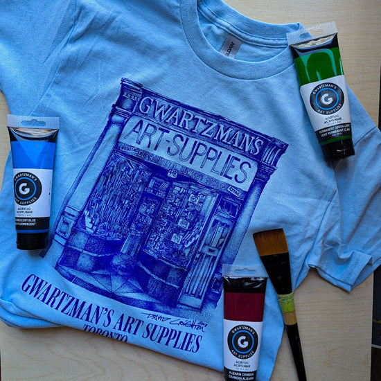 Gwartzman's Art Supplies T-Shirt Blue / Small Gwartzman's Graphic Tee - Retro Storefront Design