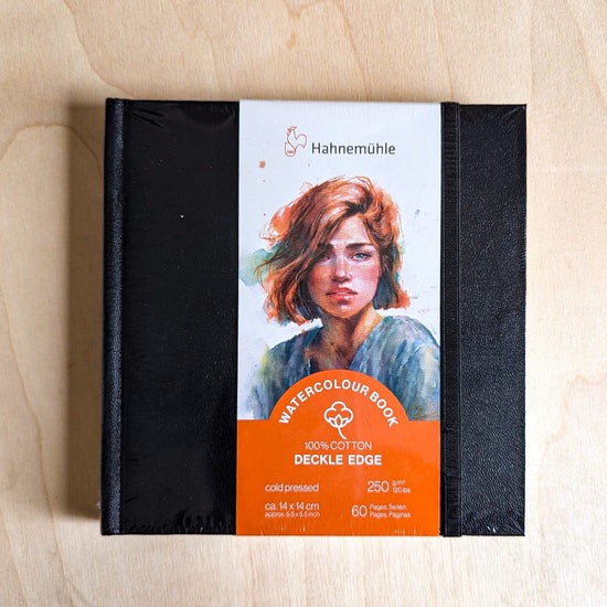 Hahnemühle Watercolour Pad - Hardcover Hahnemühle - 100% Cotton Deckle Edge Watercolour Book - 14x14cm