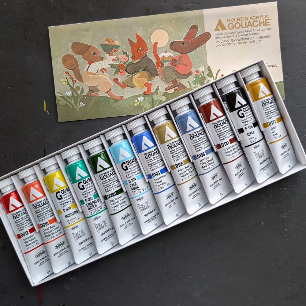 Holbein Artist Materials Acrylic Gouache Set Holbein - Acrylic Gouache - Rebecca Green's 12 Colour Set Collection - 20mL Tubes
