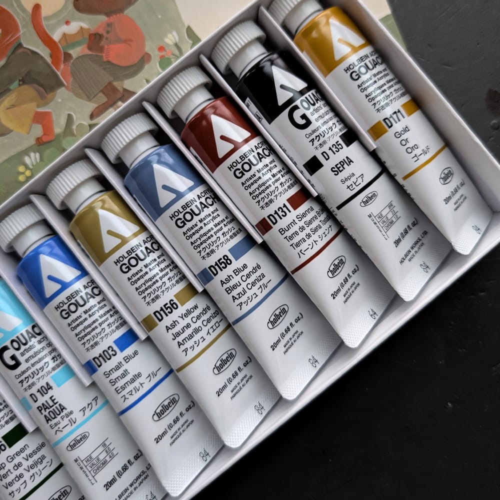 Holbein Artist Materials Acrylic Gouache Set Holbein - Acrylic Gouache - Rebecca Green's 12 Colour Set Collection - 20mL Tubes