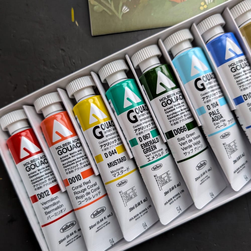 Holbein Artist Materials Acrylic Gouache Set Holbein - Acrylic Gouache - Rebecca Green's 12 Colour Set Collection - 20mL Tubes