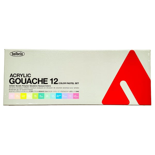 Holbein Artist Materials Acrylic Gouache Set Holbein - Acrylic Gouache - Set of 12 Pastel Colours - 20mL Tubes  D442