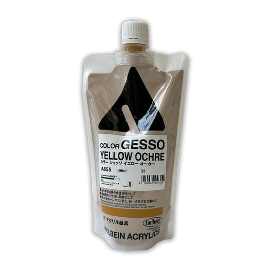 Holbein Artist Materials Acrylic Ground Yellow Ochre - 655 Holbein - Colour Gesso - 300mL Poly Bags