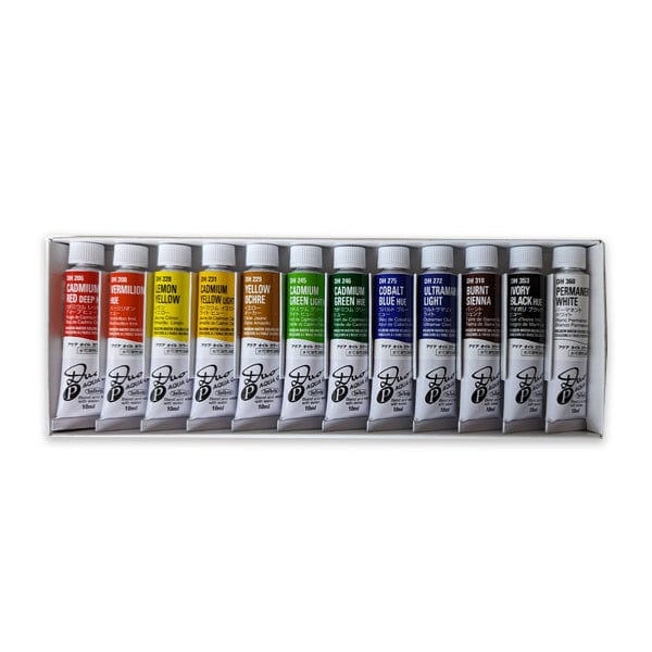 Holbein Artist Materials Water Mixable Oil Colour Set Holbein - DUO Aqua Oil - Water Soluble Oil Colours - 12 Colour Starter Set - Item #DU911