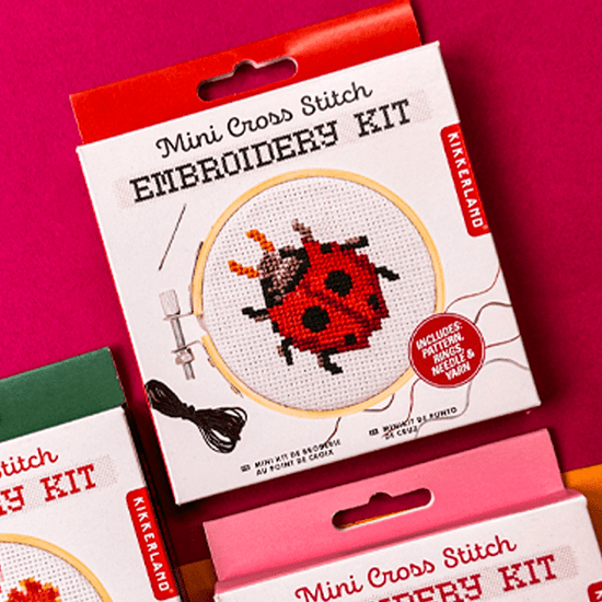 Kikkerland Design Inc. Embroidery Kit Kikkerland - Mini Cross Stitch Embroidery Kit - Ladybug - Item # GG229