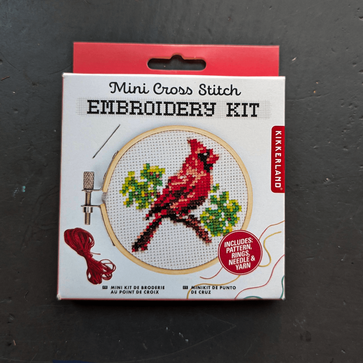 Kikkerland Design Inc. Needlecraft Kit Kikkerland - Mini Cross Stitch Embroidery Kit - Cardinal