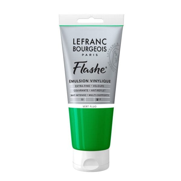Lefranc & Bourgeois Acrylic Paint Fluorescent Green Flashe - Vinyl Emulsion Paint - Individual 80mL Tubes - Series 3