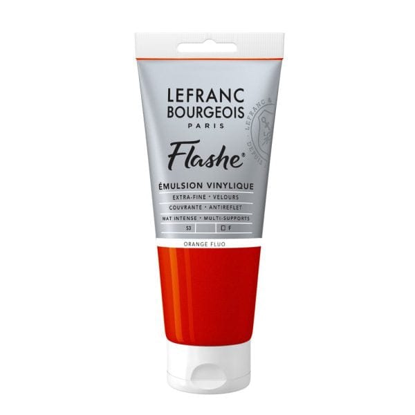 Lefranc & Bourgeois Acrylic Paint Fluorescent Orange Flashe - Vinyl Emulsion Paint - Individual 80mL Tubes - Series 3