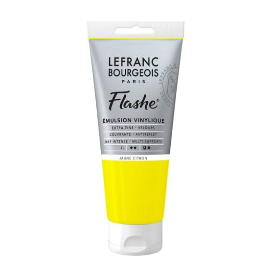 Lefranc & Bourgeois Acrylic Paint Lemon Yellow Flashe - Vinyl Emulsion Paint - Individual 80mL Tubes - Series 1