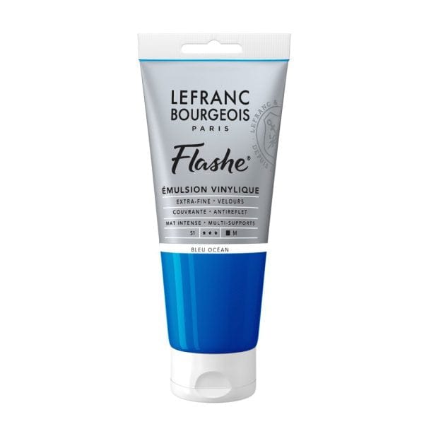 Lefranc & Bourgeois Acrylic Paint Ocean Blue Flashe - Vinyl Emulsion Paint - Individual 80mL Tubes - Series 1