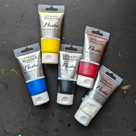 Lefranc Bourgeois Acrylic Paint Set Flashe - Vinyl Emulsion Paint - The Basics - Set of 5 x 80mL Tubes