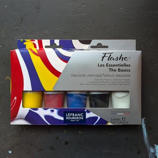 Lefranc Bourgeois Acrylic Paint Set Flashe - Vinyl Emulsion Paint - The Basics - Set of 5 x 80mL Tubes