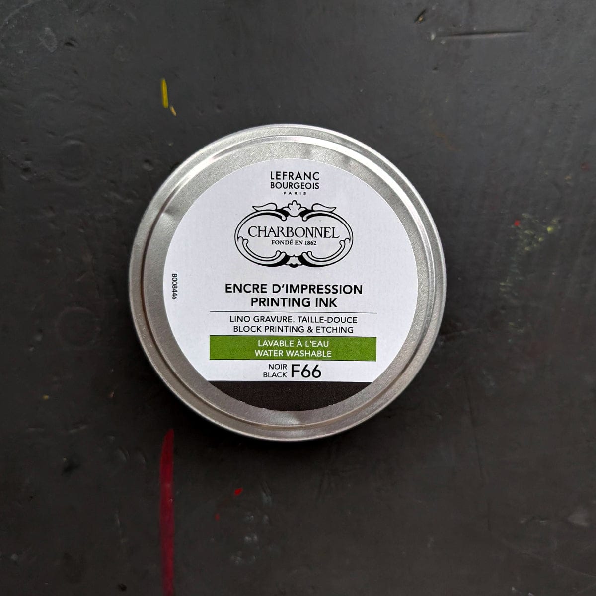 Lefranc Bourgeois Block Printing Ink Charbonnel - Intaglio Printing Ink - 200mL Tin - Series 1 - Black F66