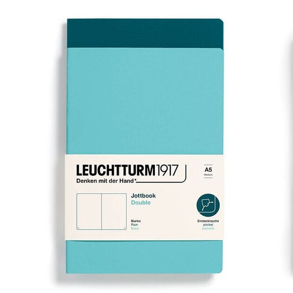 Leuchtturm1917 Notebook Aquamarine & Pacific Green / Plain Leuchtturm1917 - Jottbook Double - A5 - 2 Pack