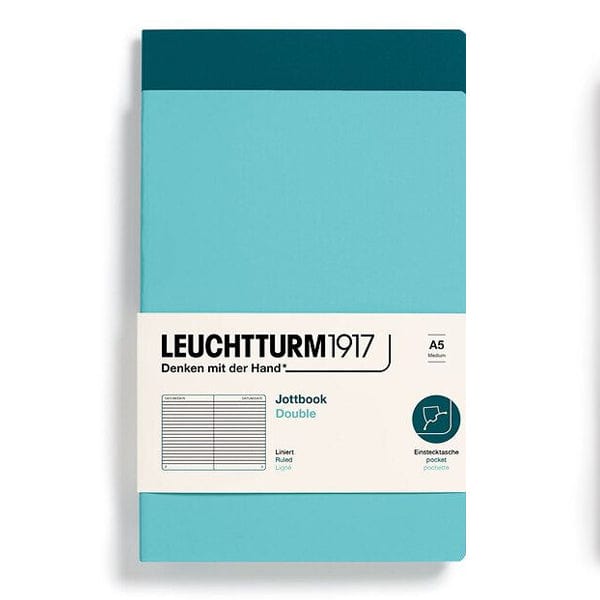 Leuchtturm1917 Notebook Aquamarine & Pacific Green / Ruled Leuchtturm1917 - Jottbook Double - A5 - 2 Pack