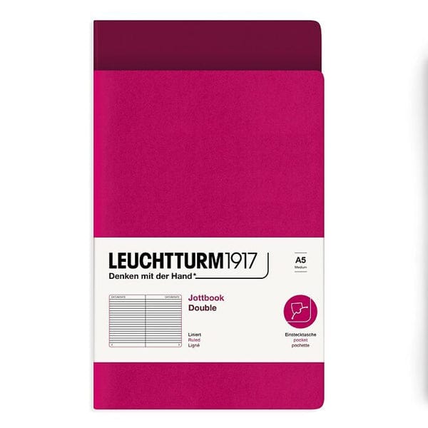 Leuchtturm1917 Notebook Berry & Port Red / Ruled Leuchtturm1917 - Jottbook Double - A5 - 2 Pack