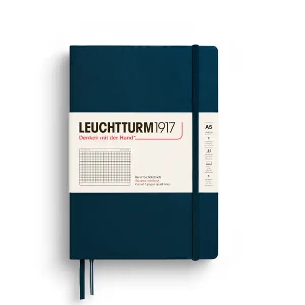 Leuchtturm1917 Notebook Deep Sea / Squared Leuchtturm1917 - Medium Notebook - Hardcover - A5