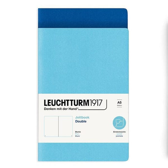 Leuchtturm1917 Notebook Ice Blue & Royal Blue / Plain Leuchtturm1917 - Jottbook Double - A5 - 2 Pack