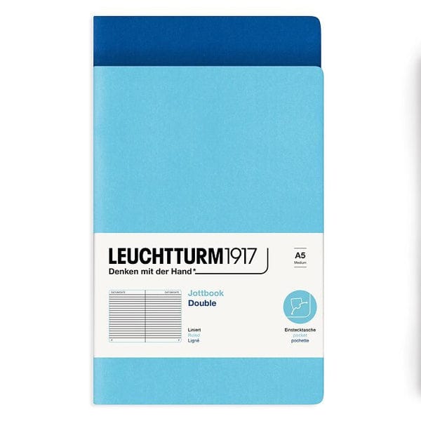 Leuchtturm1917 Notebook Ice Blue & Royal Blue / Ruled Leuchtturm1917 - Jottbook Double - A5 - 2 Pack