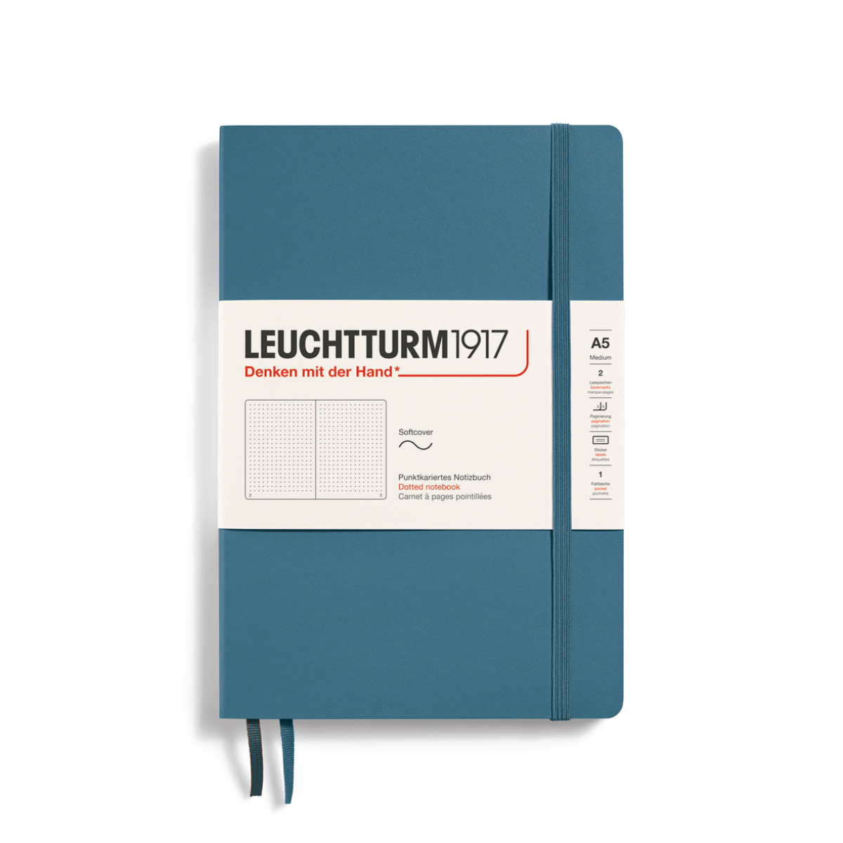Leuchtturm1917 Notebook Stone Blue / Dotted Leuchtturm1917 - Medium Notebook - Softcover - A5