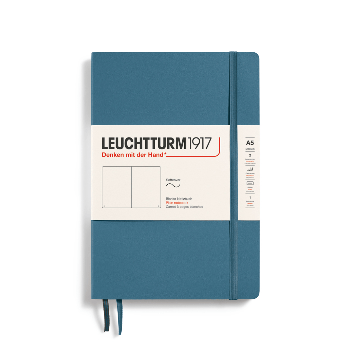 Leuchtturm1917 Notebook Stone Blue / Plain Leuchtturm1917 - Medium Notebook - Softcover - A5