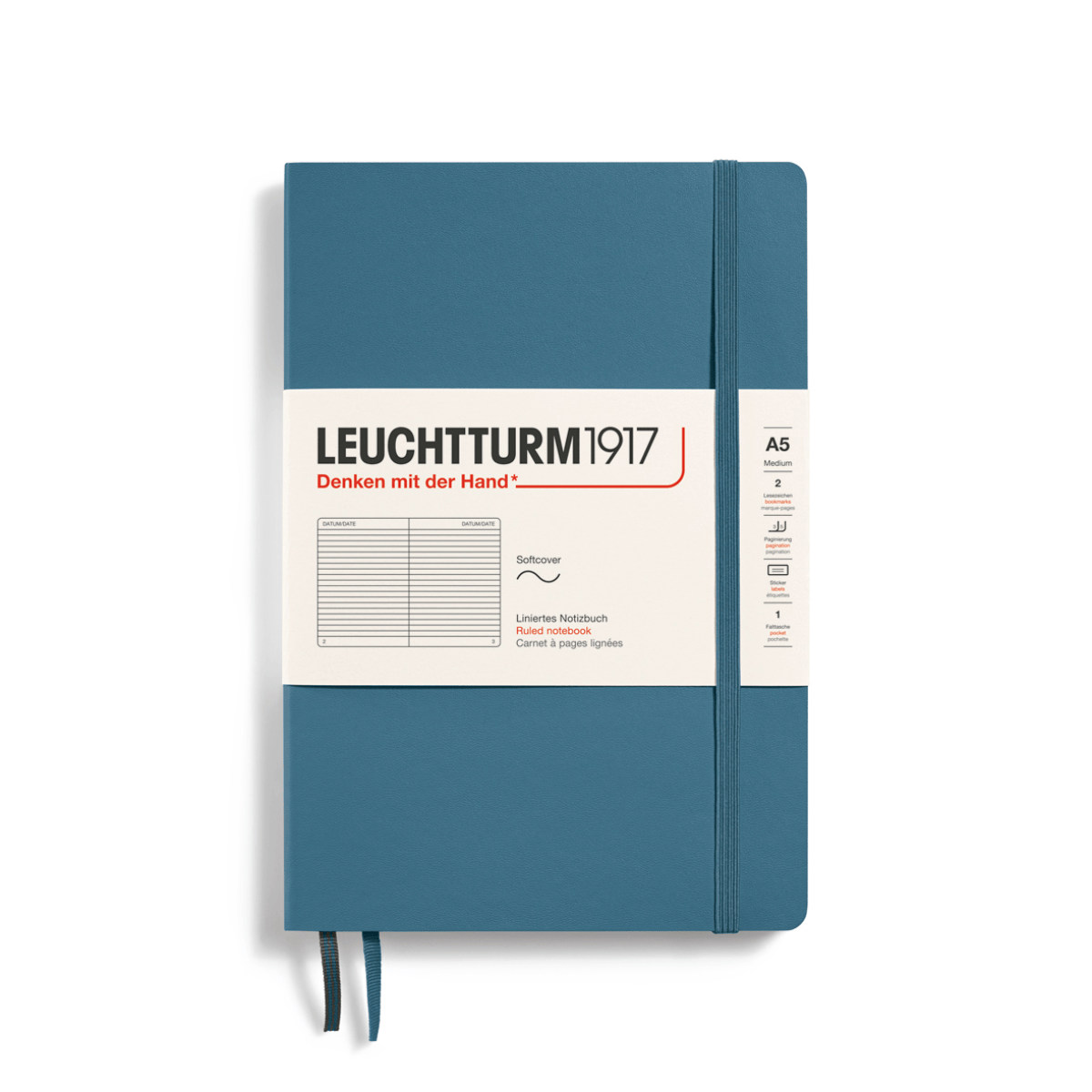 Leuchtturm1917 Notebook Stone Blue / Ruled Leuchtturm1917 - Medium Notebook - Softcover - A5