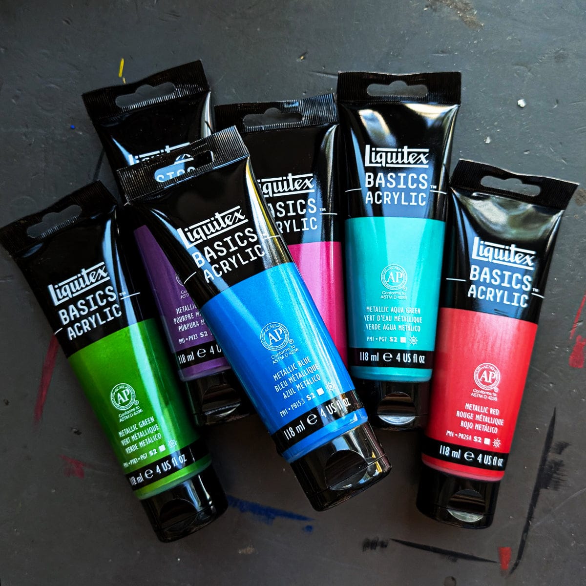 Liquitex Acrylic Paint Set Liquitex - Basics Acrylic Colours - Metallics - Set of 6 x 118mL Tubes