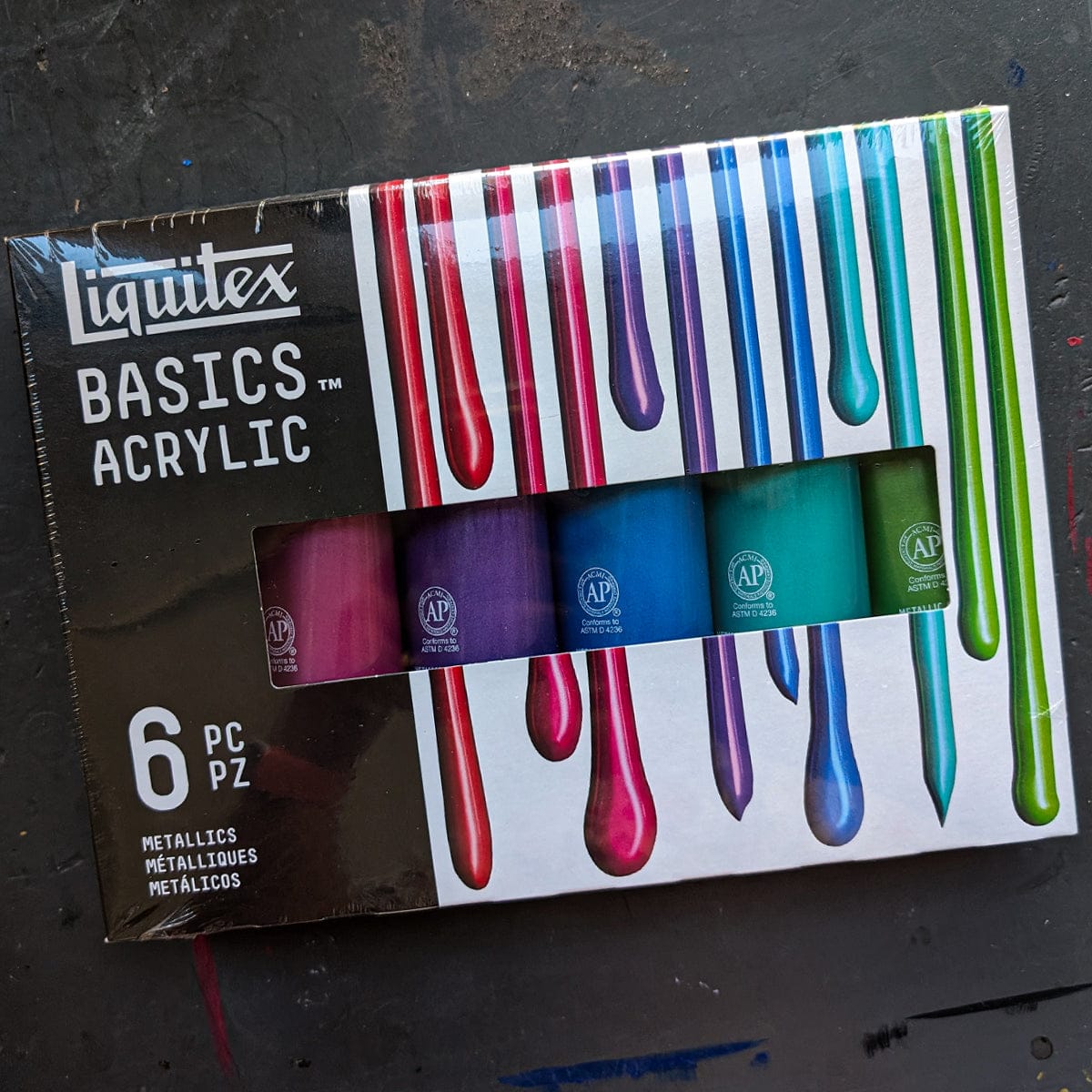 Liquitex Acrylic Paint Set Liquitex - Basics Acrylic Colours - Metallics - Set of 6 x 118mL Tubes