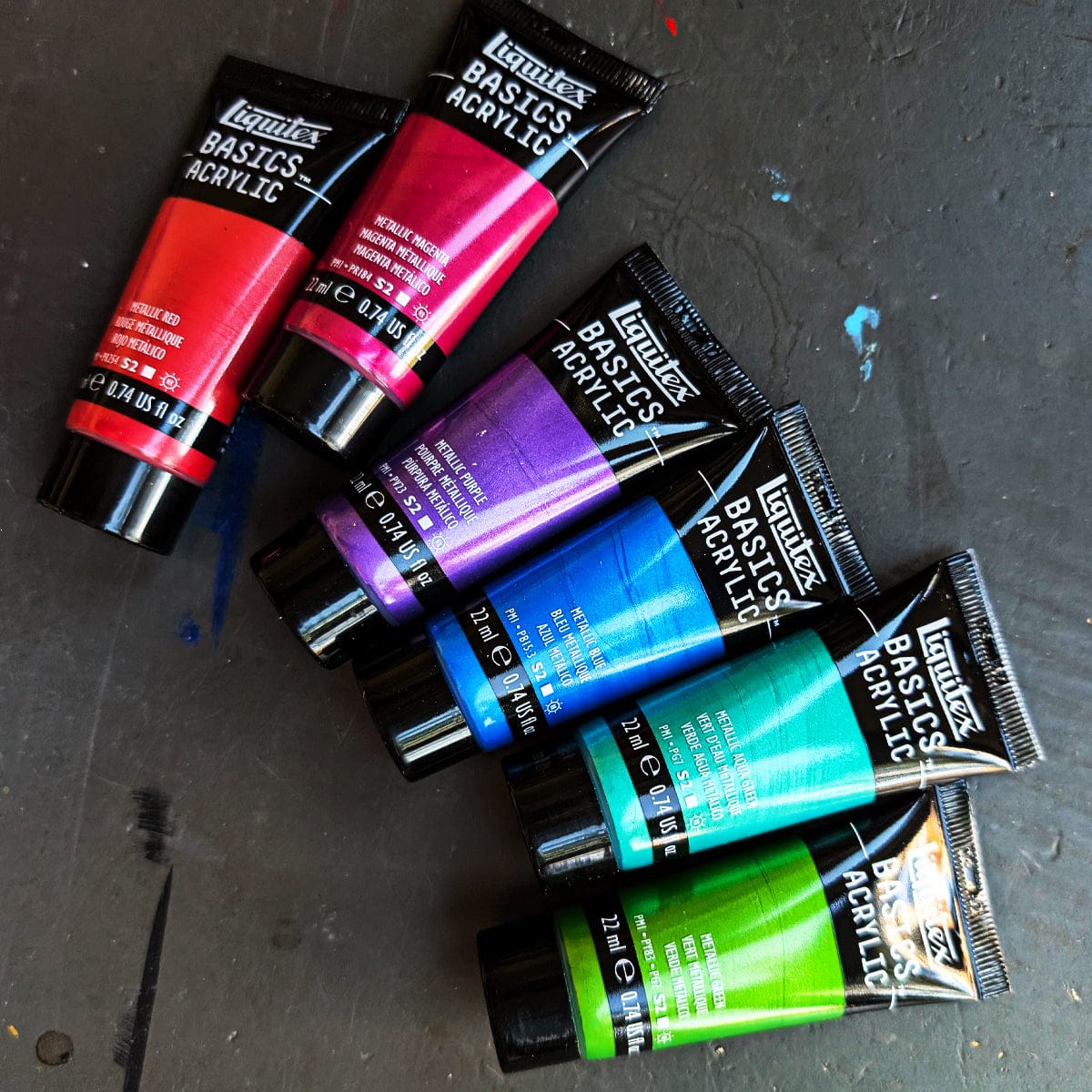 Liquitex Acrylic Paint Set Liquitex - Basics Acrylic Colours - Metallics - Set of 6 x 22mL Tubes