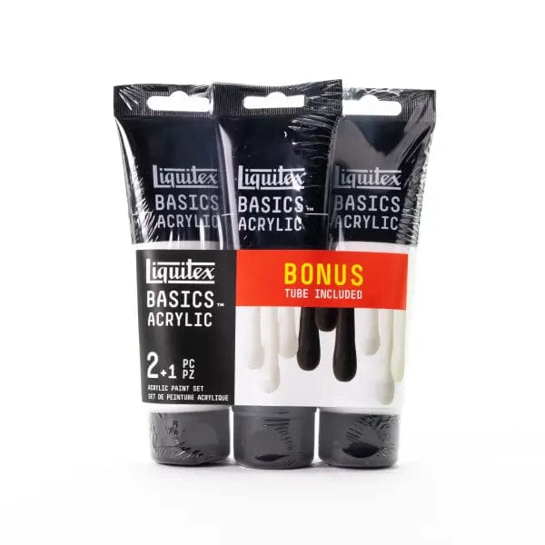 Liquitex Acrylic Paint Set Liquitex - Basics Acrylic Colours - Set of 3 x 118mL Tubes - 1 Black + 2 White - Item #3699439