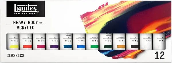 Liquitex Acrylic Paint Set Liquitex - Heavy Body Acrylic Paint - Classics Set - 12 Colours in 59mL Tubes - Item #3699312