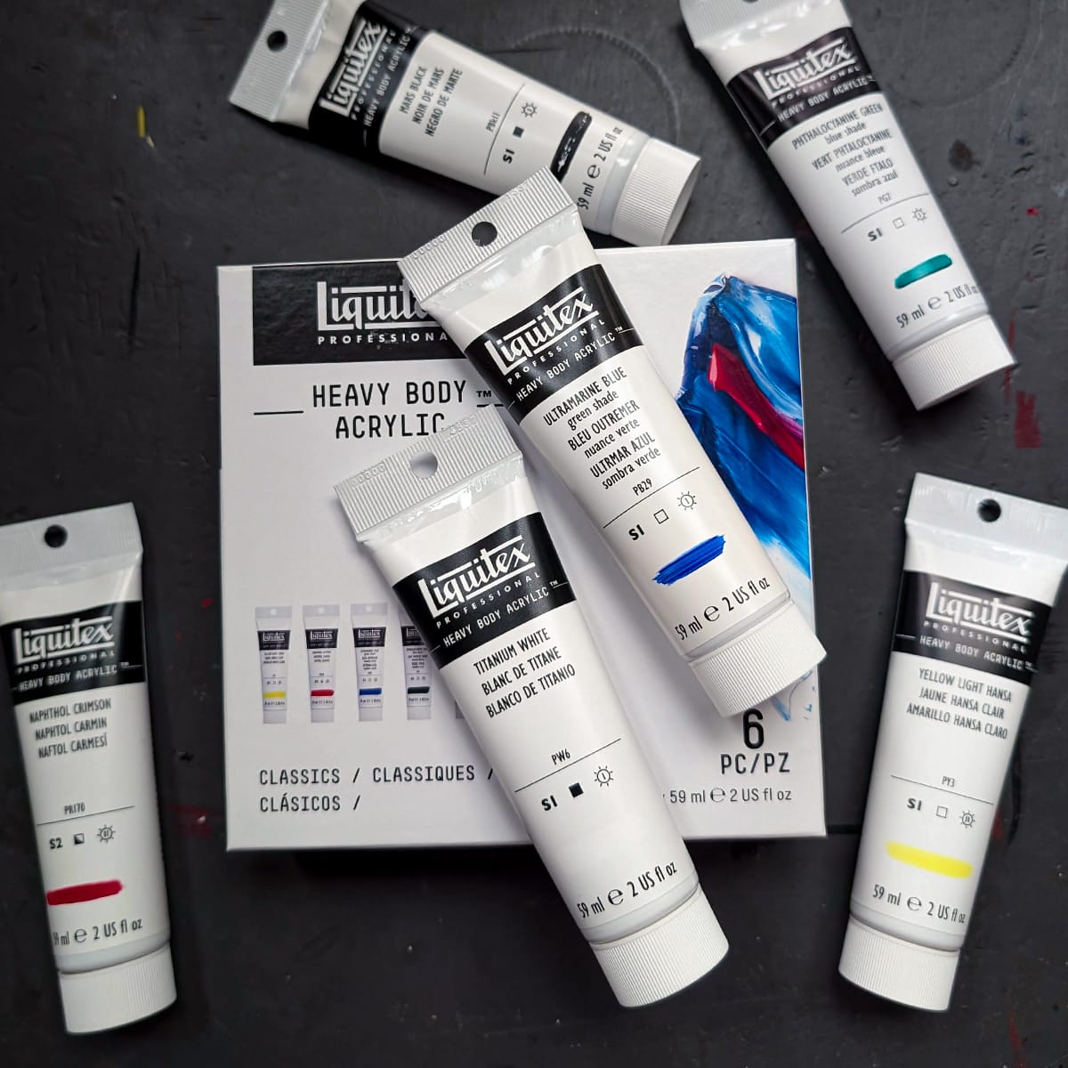 Liquitex Acrylic Paint Set Liquitex - Heavy Body Acrylic Paint - Classics Set - 6 Colours in 59mL Tubes